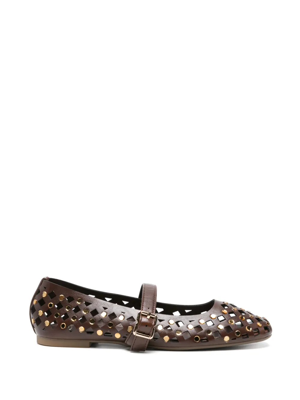 exè studded laser-cut ballet flats - Marrone