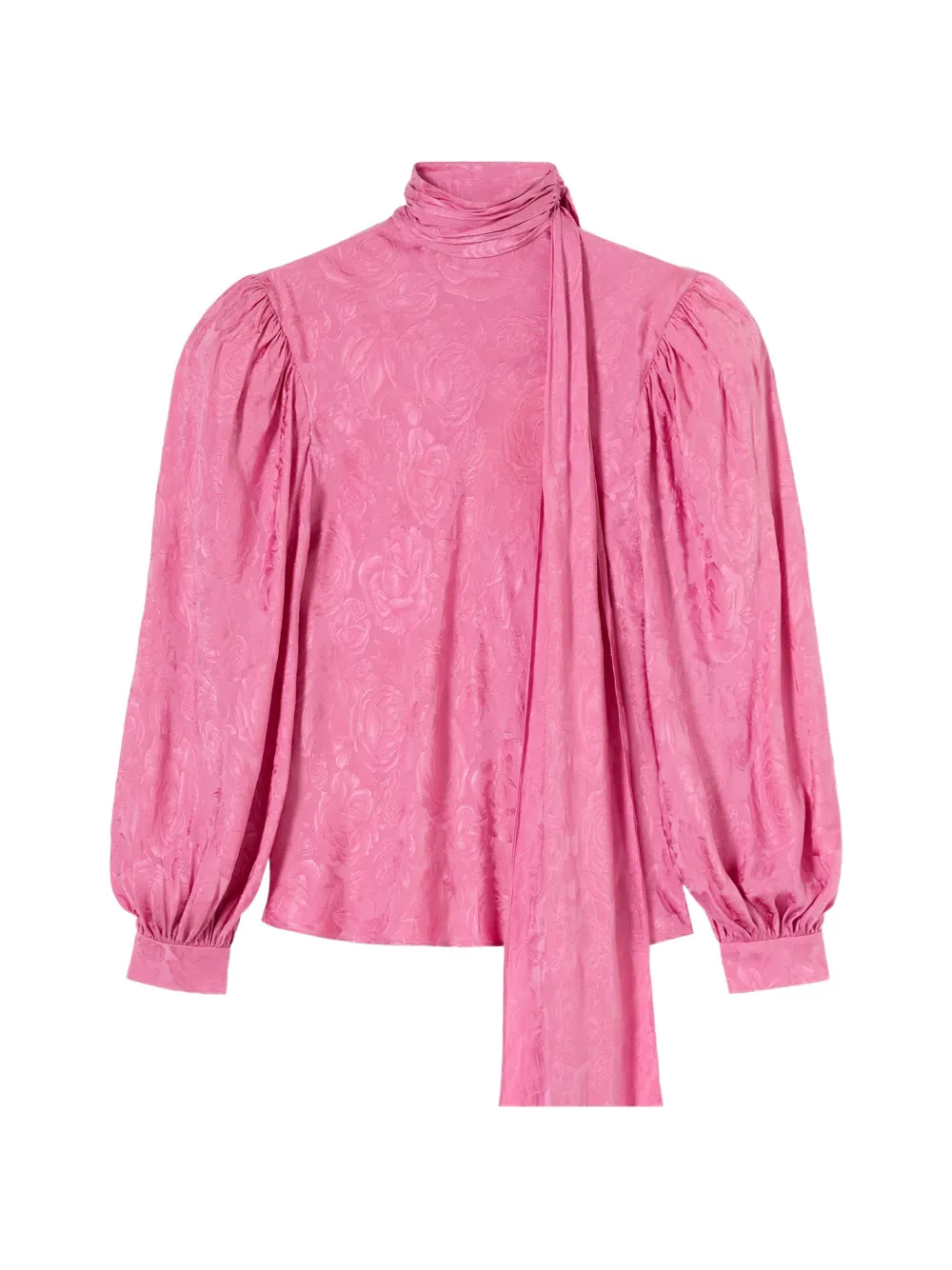 Gucci rose-jacquard pussy-bow blouse - Pink