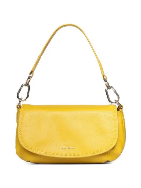 BIASIA whipstitch-trim logo-plaque shoulder bag