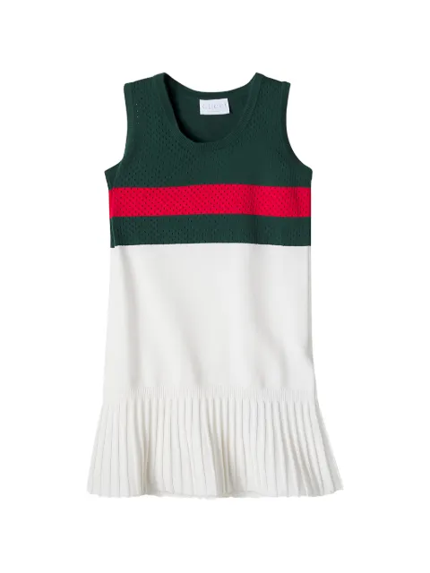 Gucci Kids Web stripe pleated dress