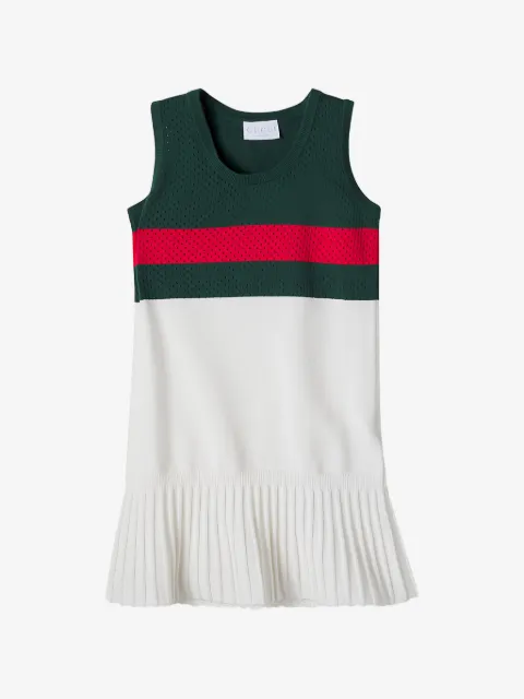Gucci Kids Web stripe pleated dress