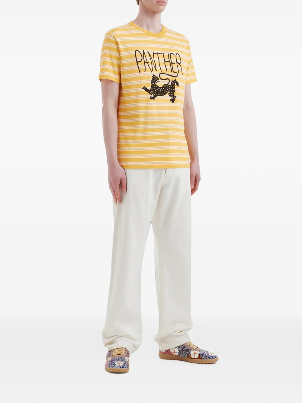 Valentino Garavani Panther gestreept T-shirt Geel