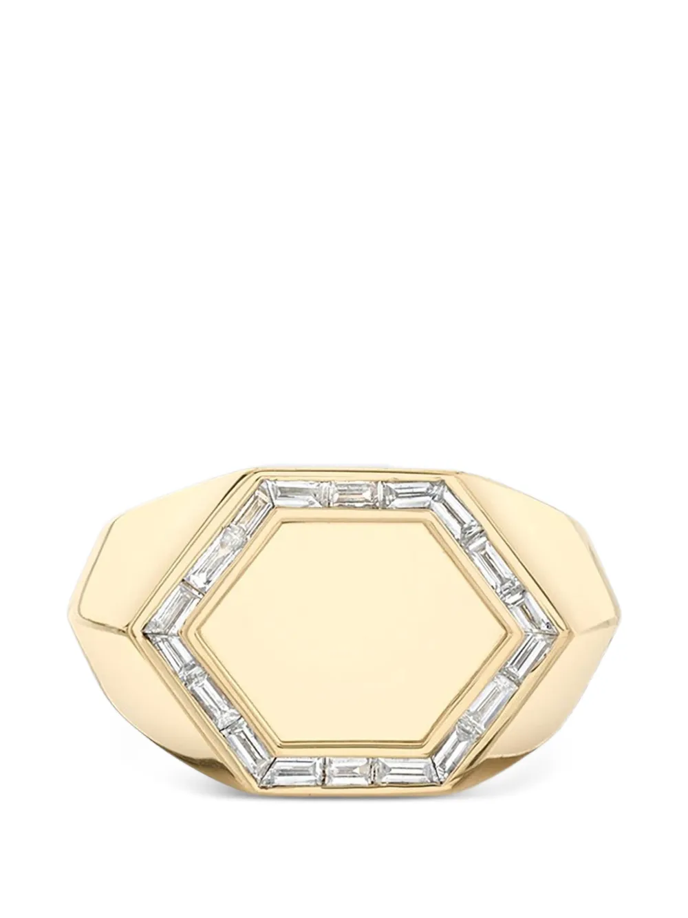 Lizzie Mandler Fine Jewelry Hexagon Signet Diamond Ring In Gold