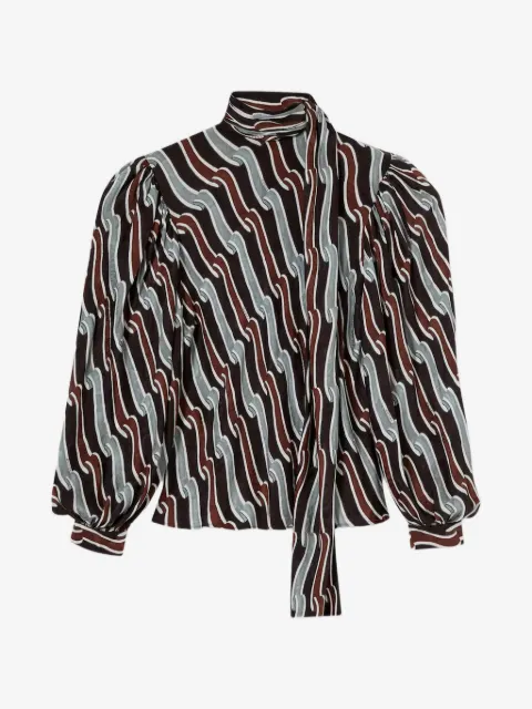 Gucci blusa con estampado Heritage Ribbon