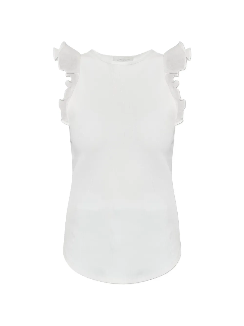 ZIMMERMANN Awaken ruffled-trim ribbed tank top - Bianco