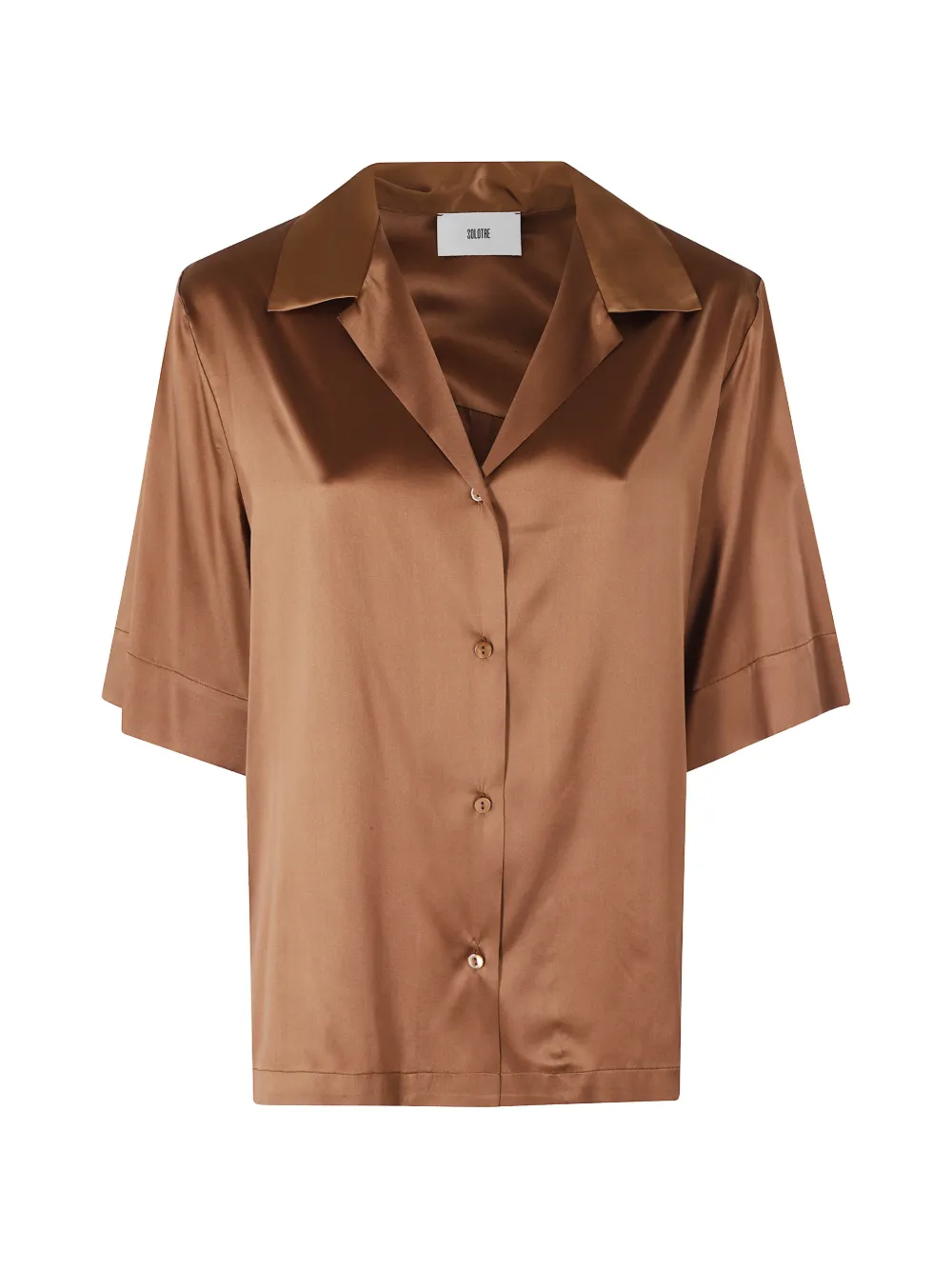SOLOTRE satin-finish short-sleeved shirt - Braun