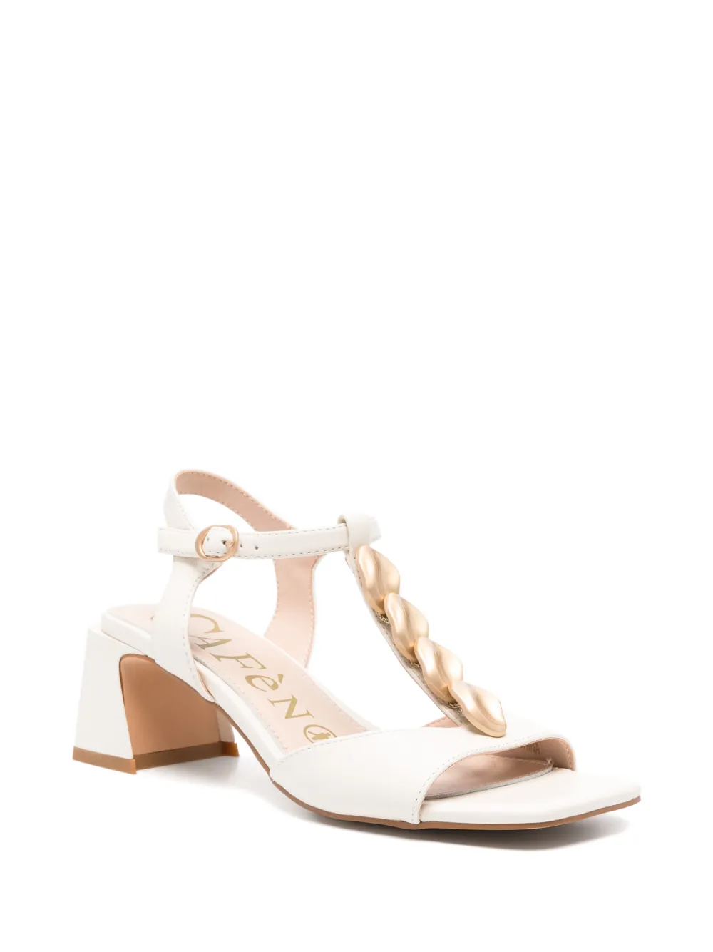 CAFèNOIR chain-link T-bar sandals Wit
