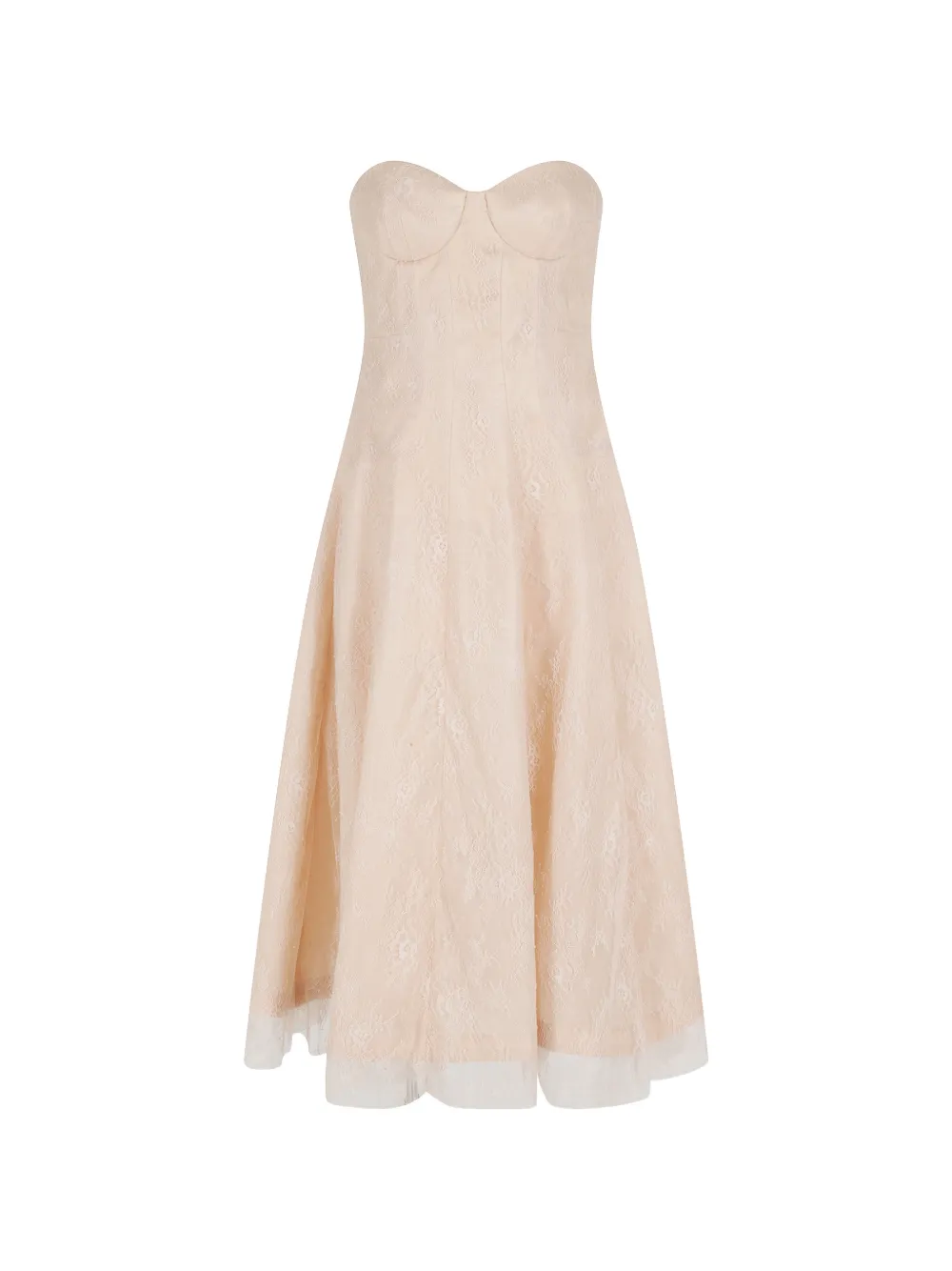 Alberta Ferretti lace-overlay bustier dress - Toni neutri