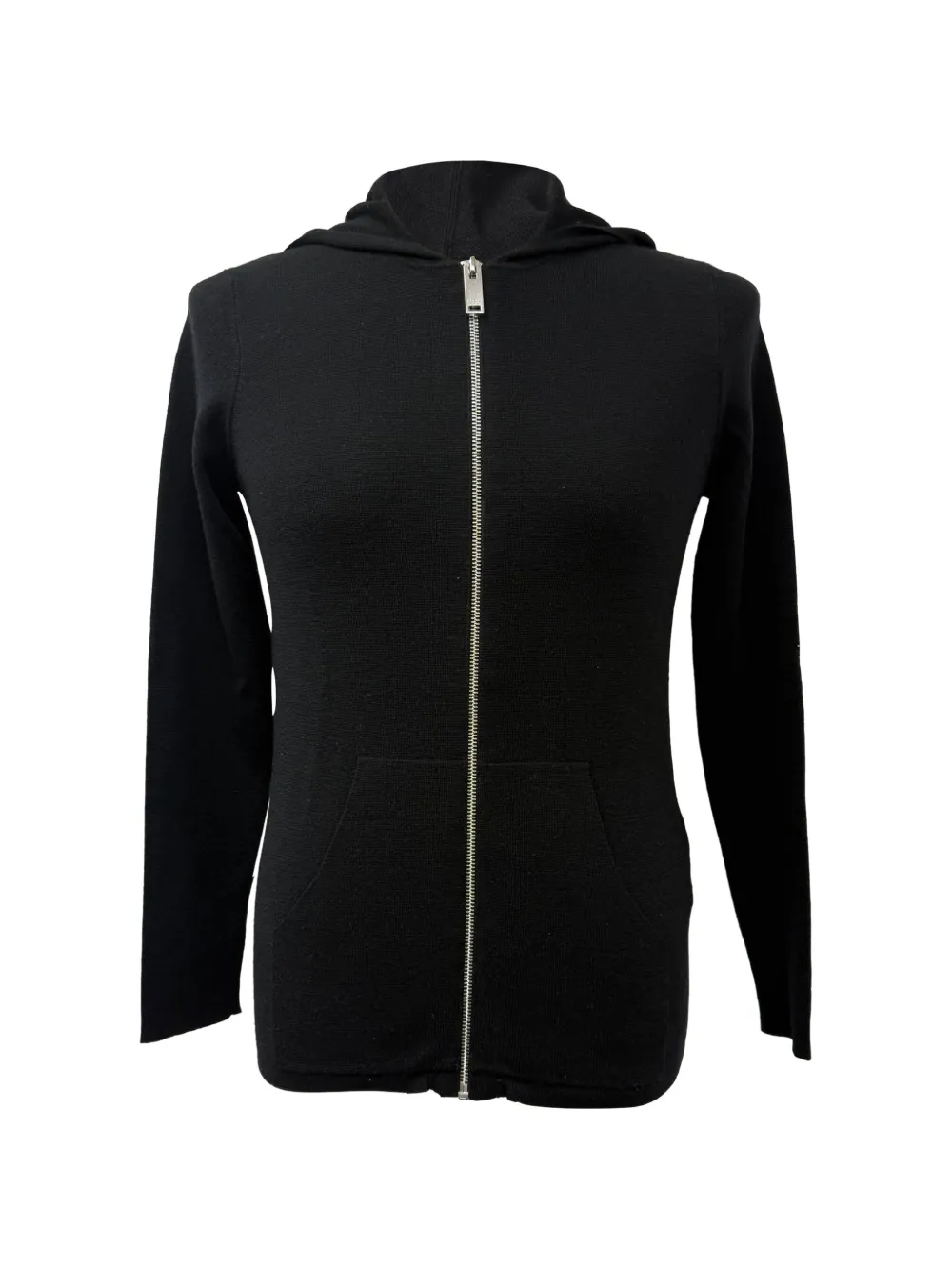 SANDRO Zipped knitted hoodie – Black