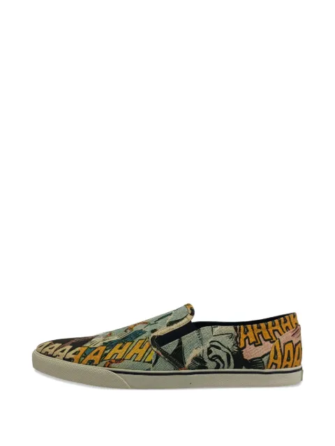 Celine Pre-Owned Comic-Print slip-on sneakers