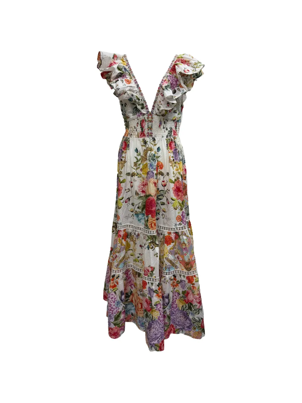Camilla Floral-print tiered maxi dress - Weiß