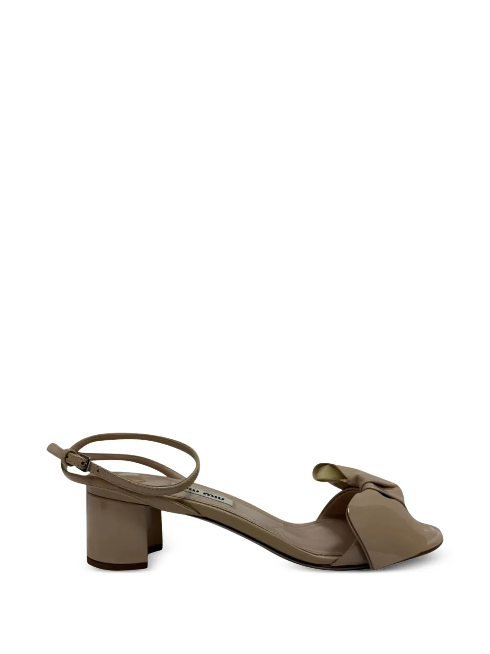 Miu Miu Pre-Owned Bow-embellished ankle strap sandals - Nude
