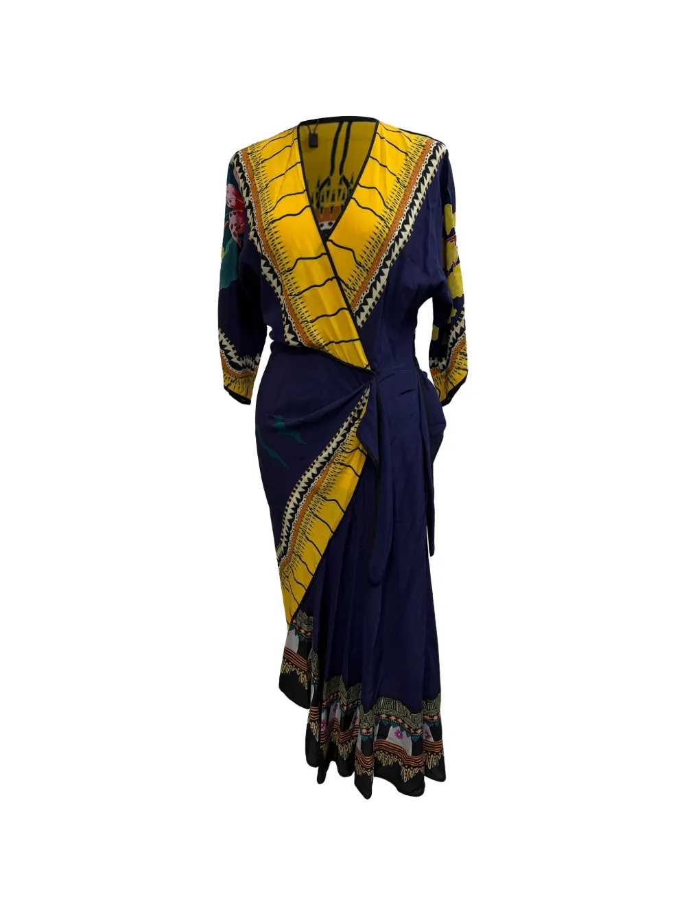 Etro Vintage wrap-detail printed dress - Blu