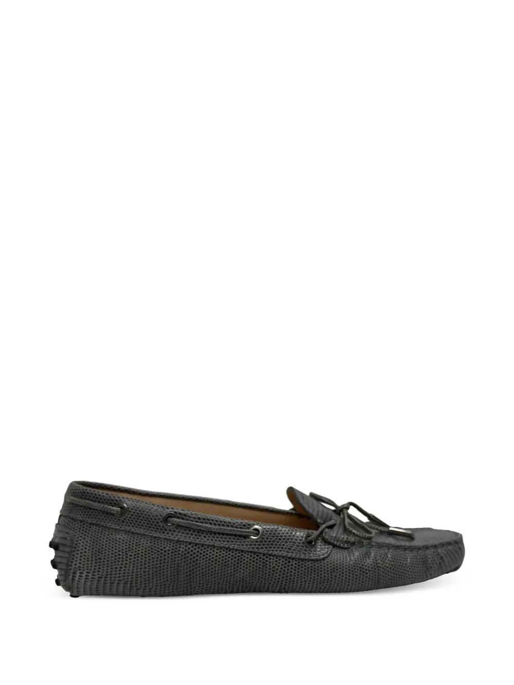 Tod's Vintage lizard-embossed bow loafers - Grigio