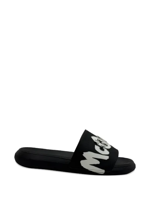 Alexander McQueen Pre-Owned Graffiti Logo slide sandals