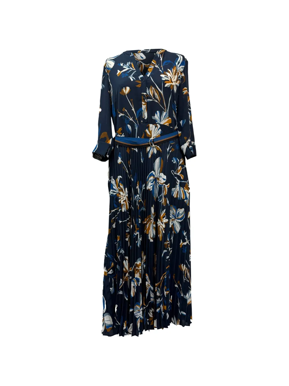 BOSS floral-print belted dress - Blu