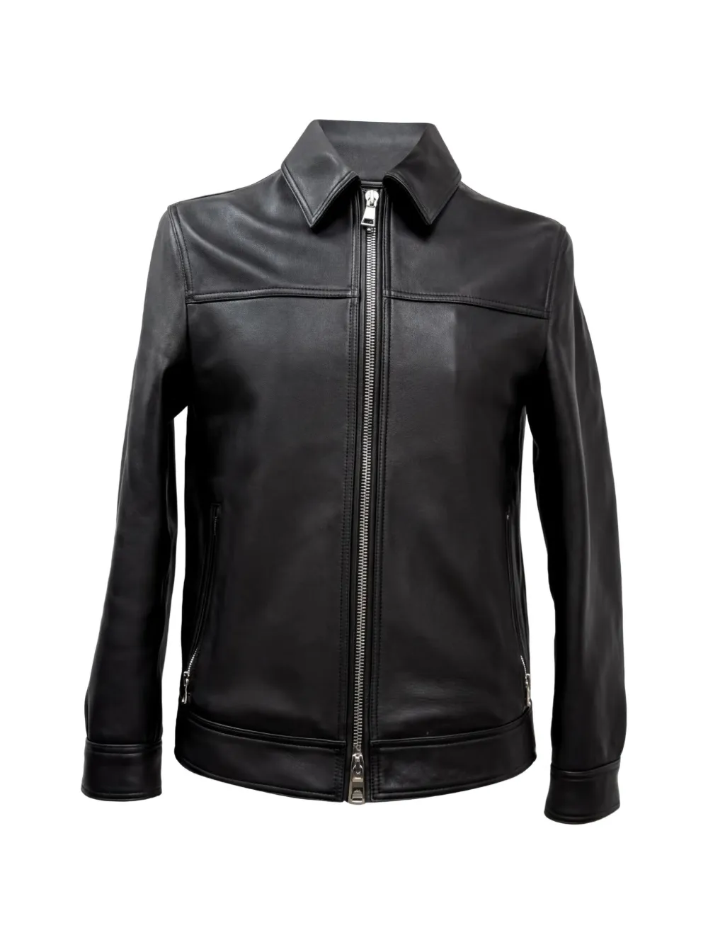 Mr P. zipped grained-leather jacket - Nero