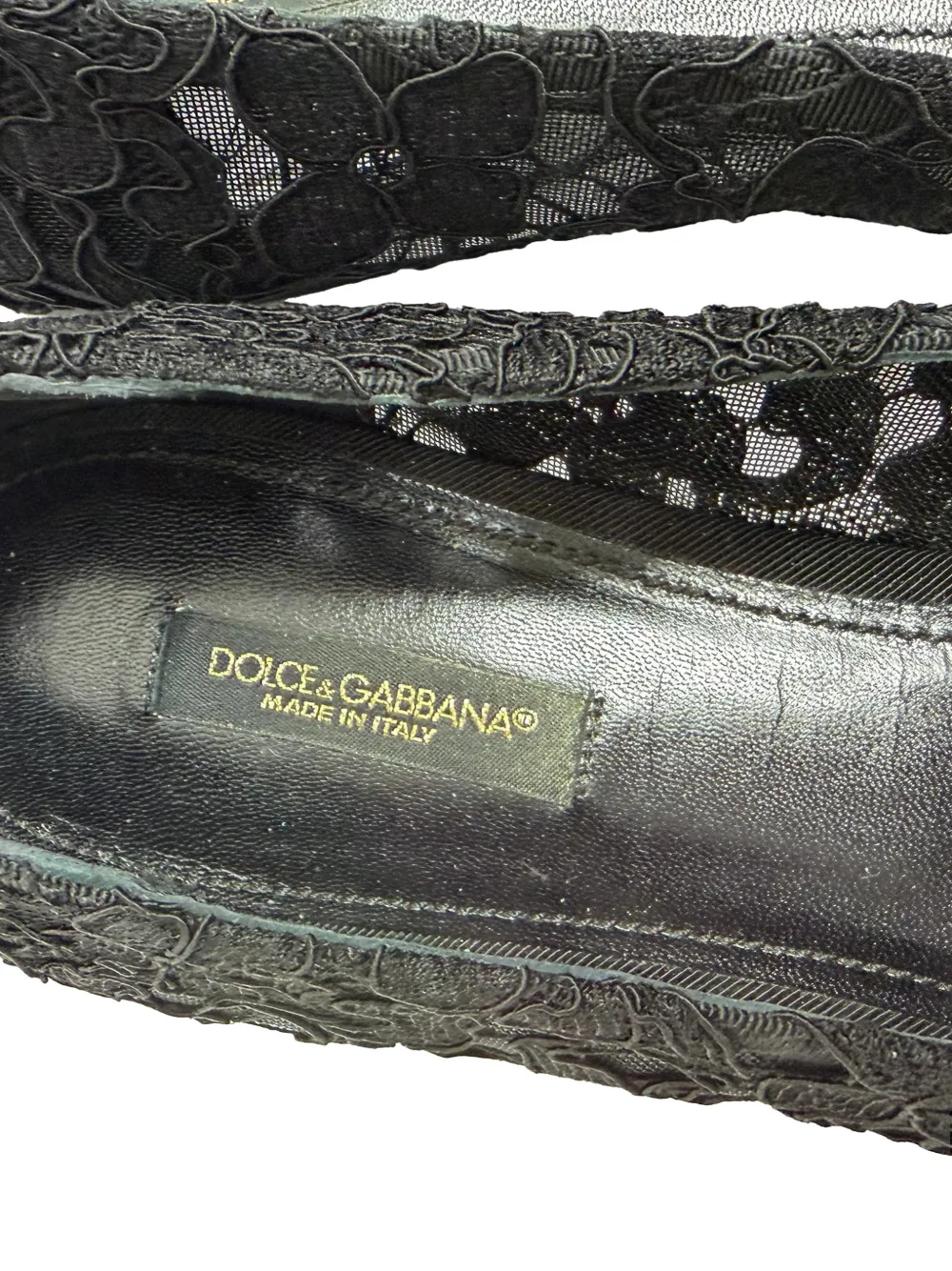 Dolce & Gabbana Pre-Owned Lace ビジューバレエシューズ | ブラック