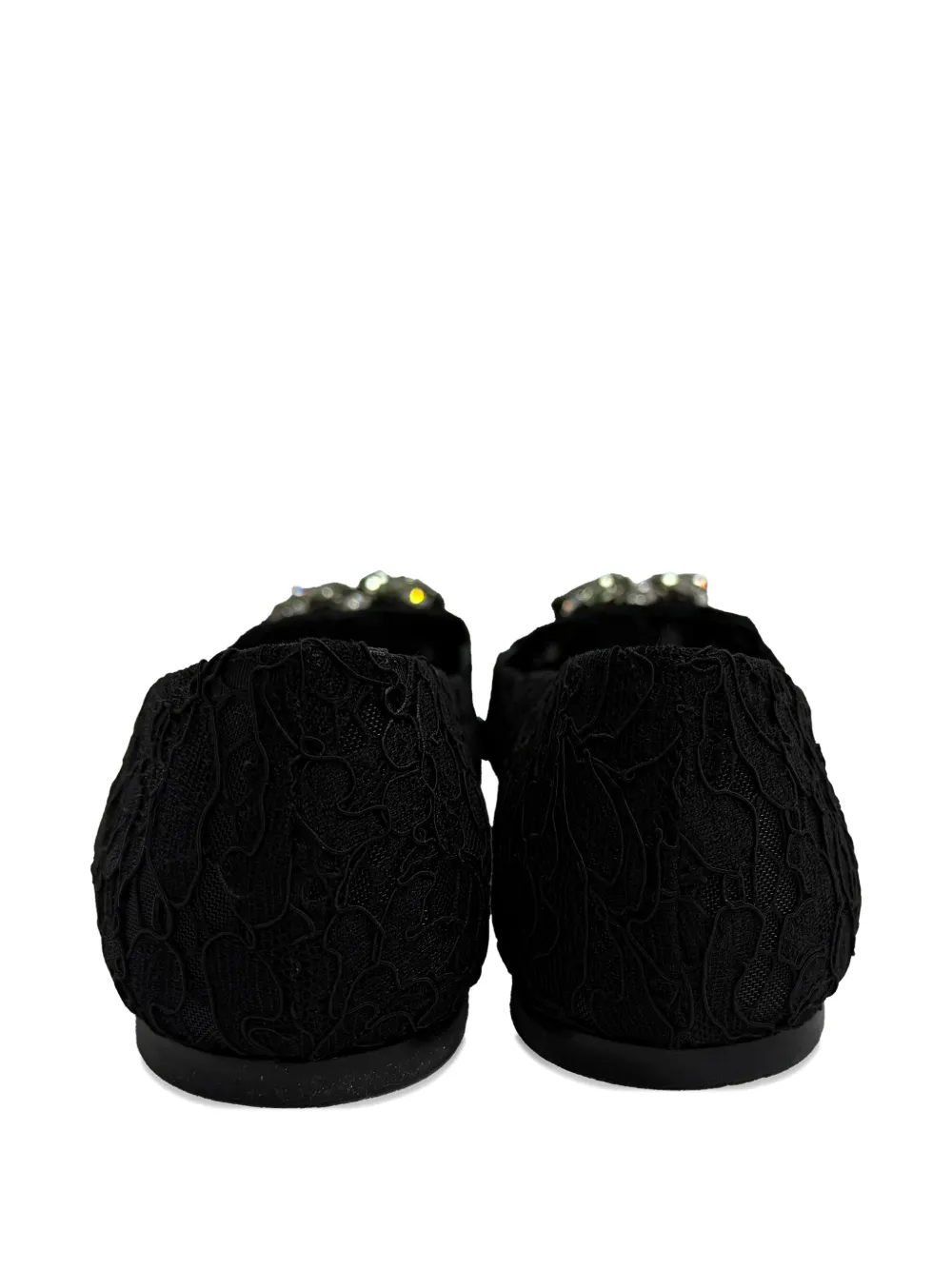 Dolce & Gabbana Pre-Owned Lace ビジューバレエシューズ | ブラック