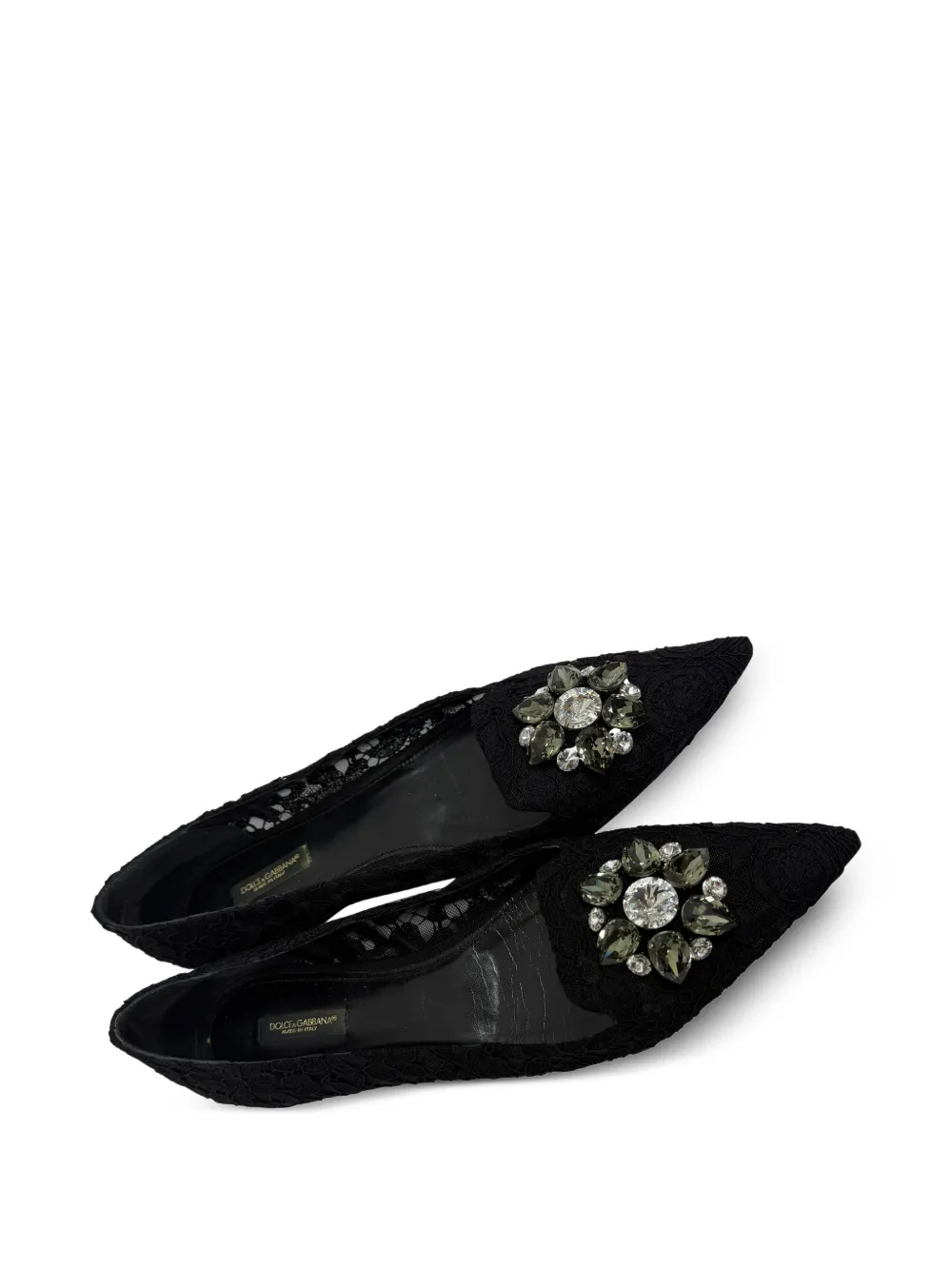 Dolce & Gabbana Pre-Owned Lace ビジューバレエシューズ | ブラック
