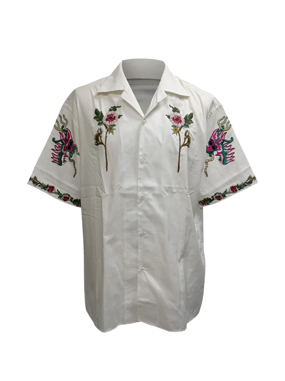 Gucci Pre-Owned Floral-embroidered button-down shirt - Bianco
