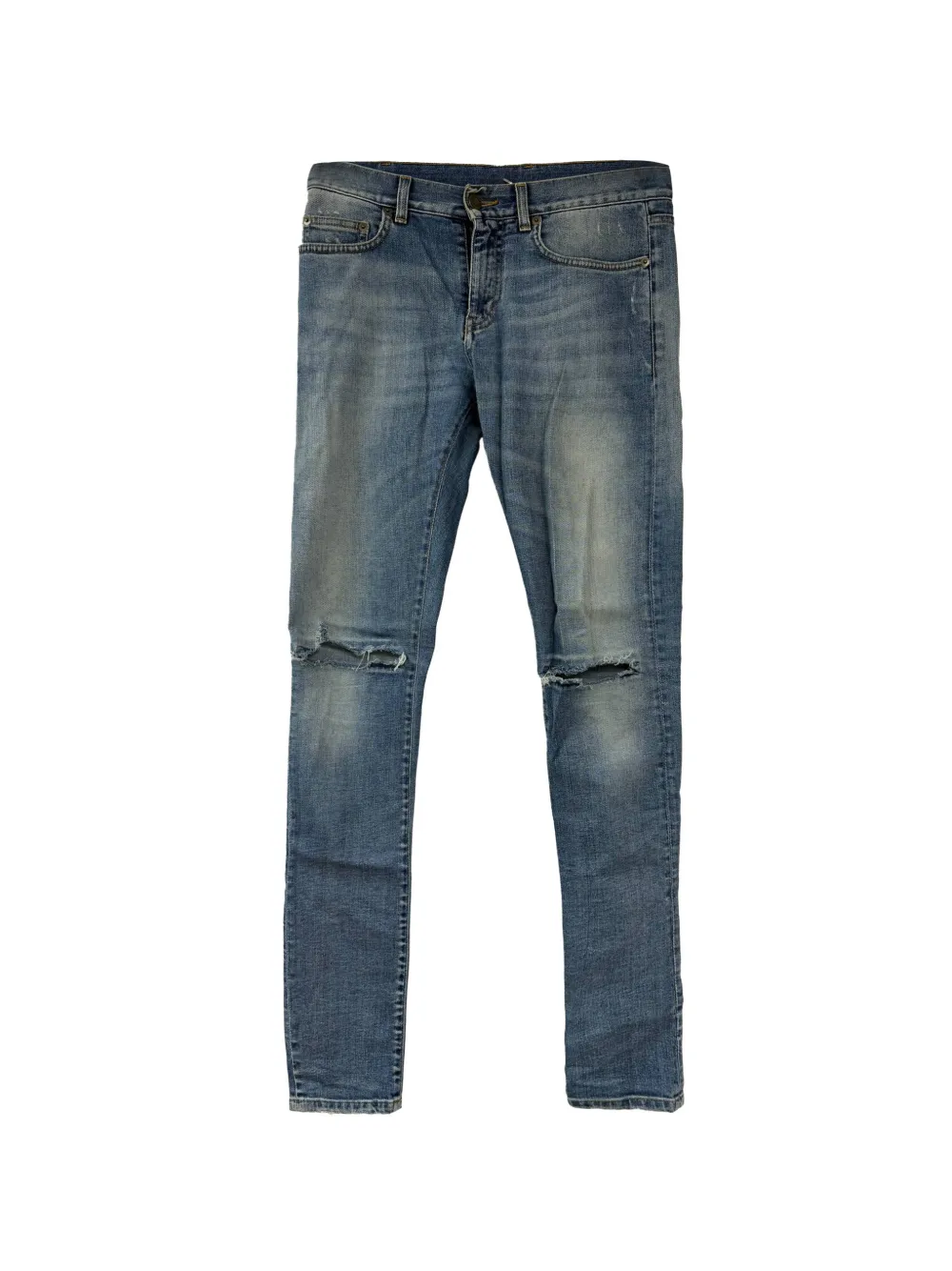Saint Laurent Pre-Owned ripped slim-fit jeans - Blau