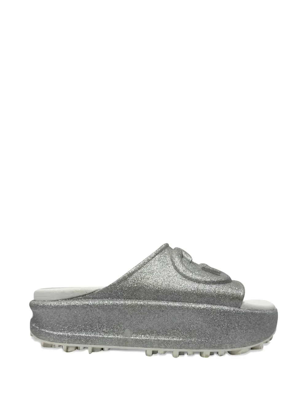 Gucci Pre-Owned GG Logo glittered slides - Argento