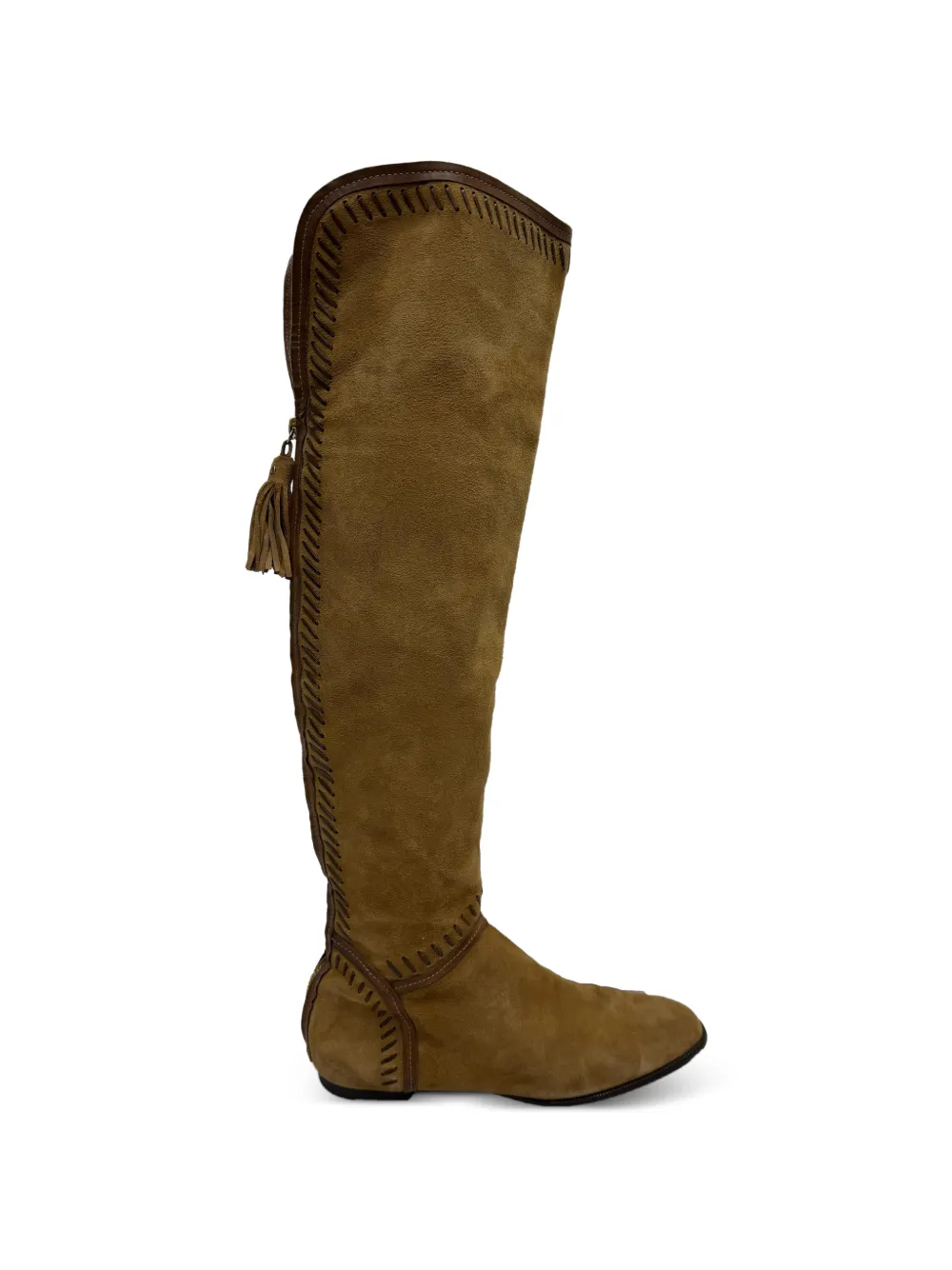 Jimmy Choo Pre-Owned Tassel accent knee-high boots - Marrone