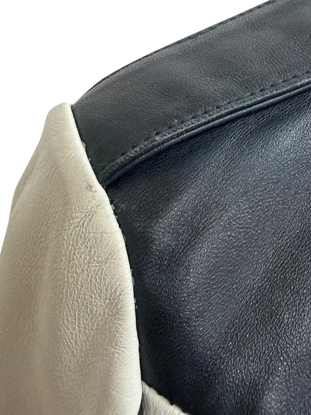 Pre-owned Maje Two-tone Leather Jacket In Black