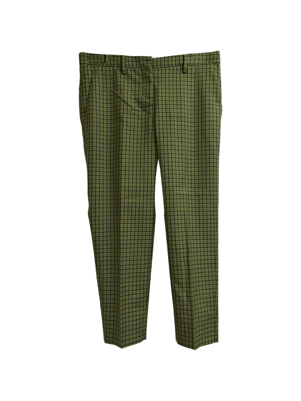 Miu Miu Pre-Owned Check straight-leg trousers - Verde