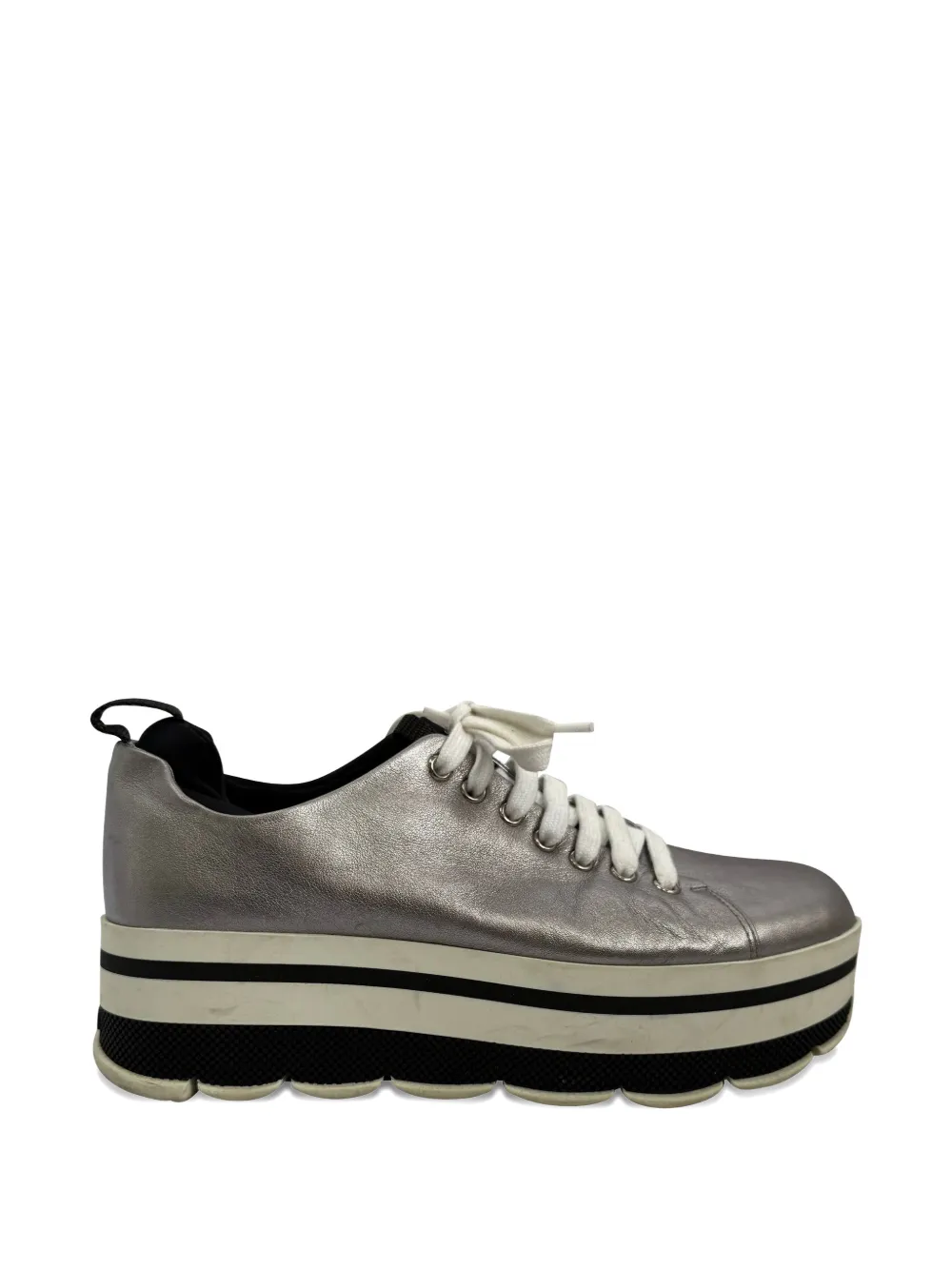 Prada Pre-Owned platform leather sneakers - Silver