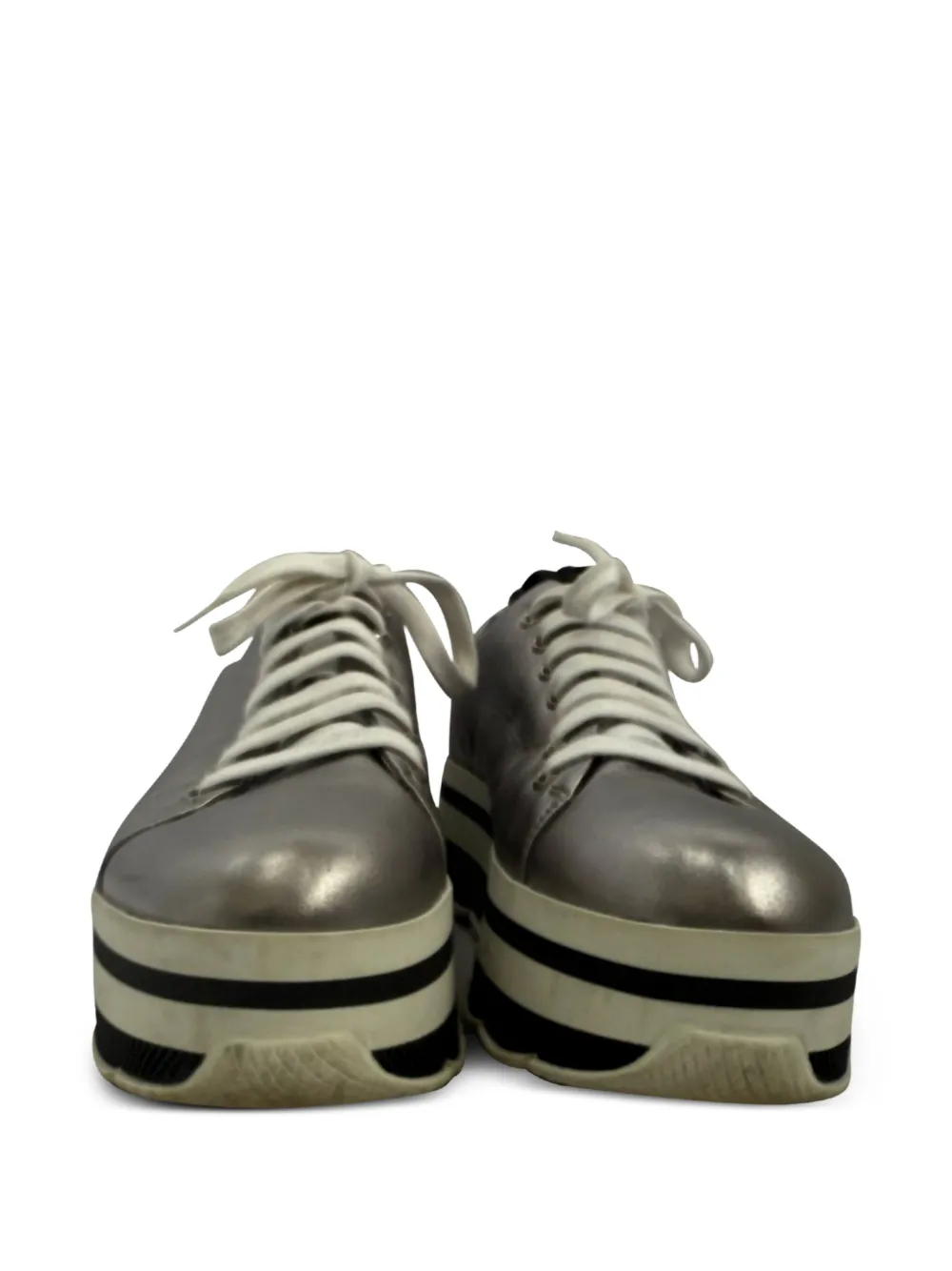 靴 00s prada platform Sneaker silver Prada Pre-Owned Platform Leather Sneakers | Silver | FARFETCH