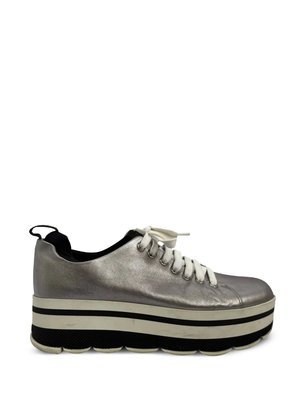 Prada Pre-Owned platform leather sneakers - Silber