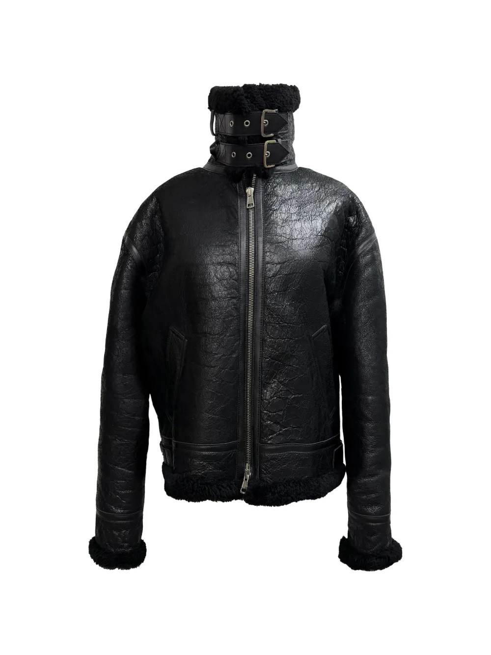 Balenciaga Pre-Owned Crinkled shearling-lined jacket - Nero
