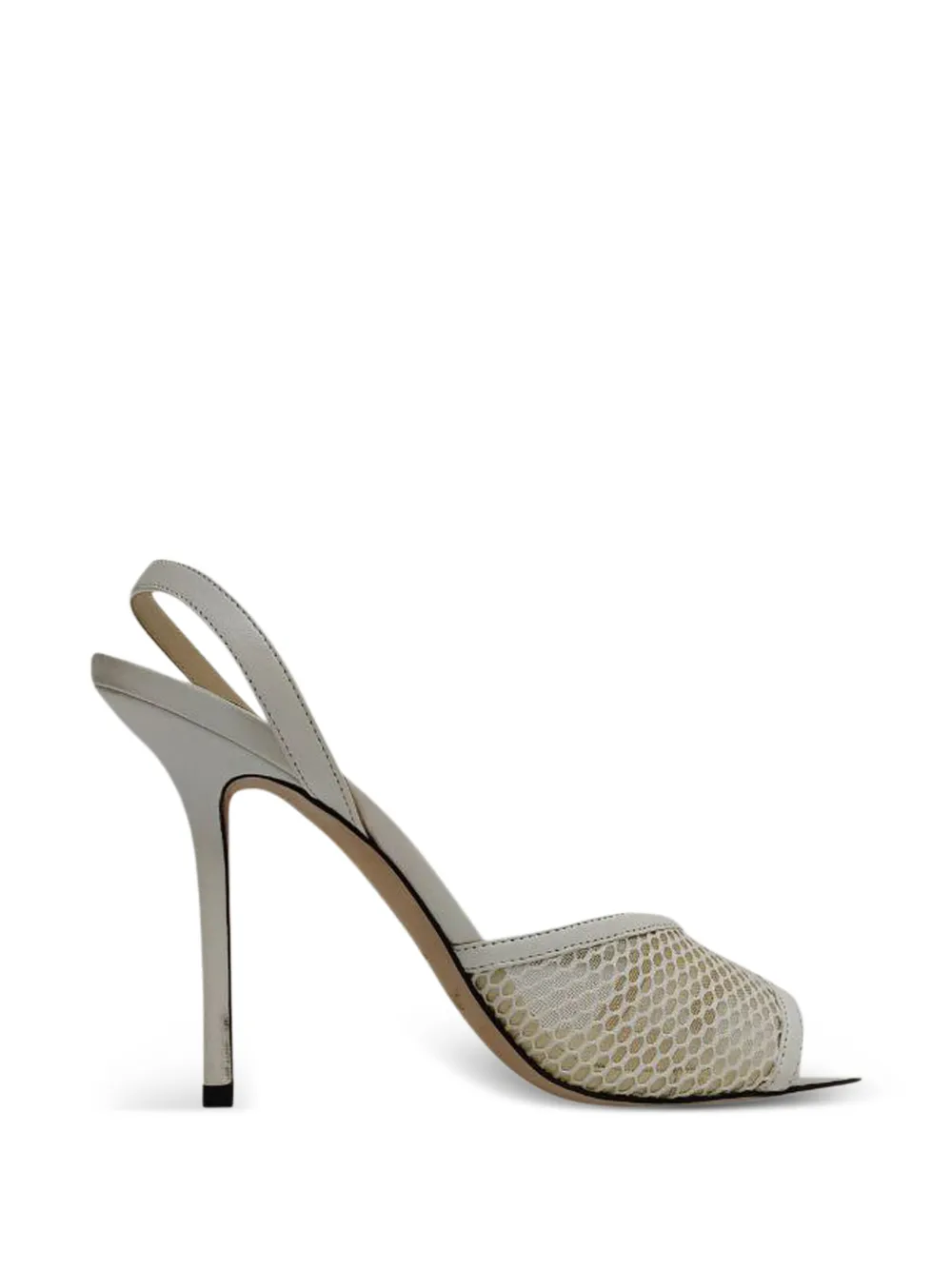 Jimmy Choo Pre-Owned mesh-accent slingback sandals - Bianco