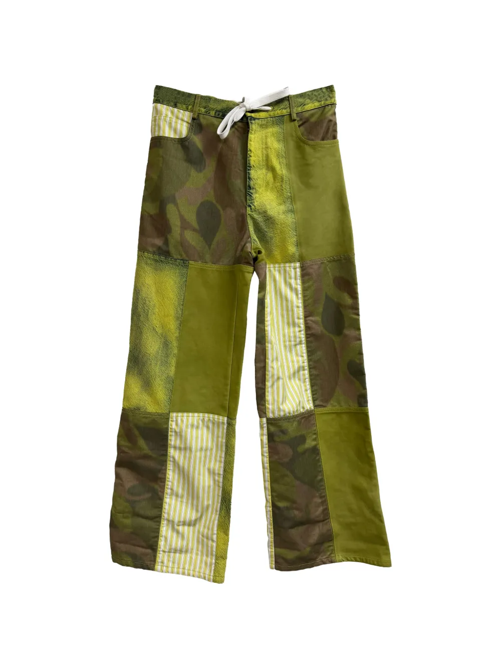 Marni Pre-Owned Patchwork belt-tie trousers - Verde