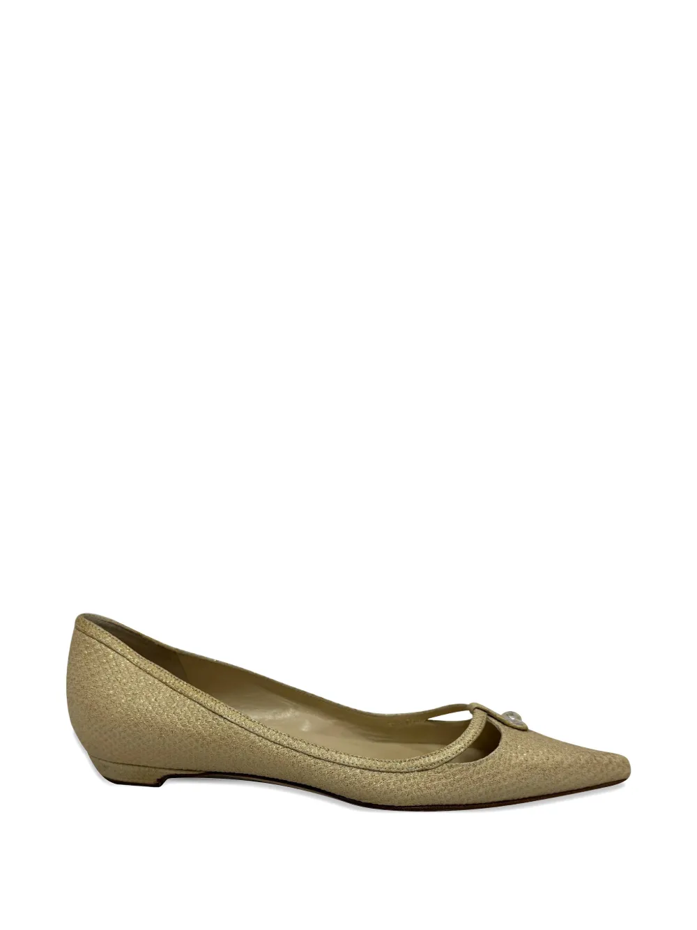 Pre-owned Jimmy Choo Embellished Pointed Ballet Flats In Neutral