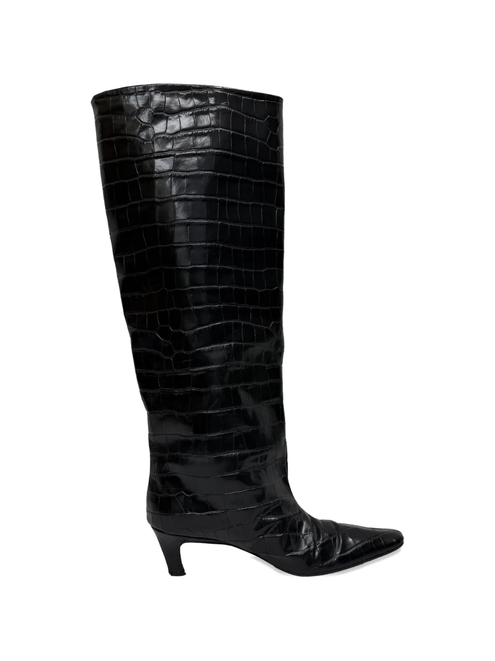 TOTEME croc-embossed knee-high boots - Schwarz