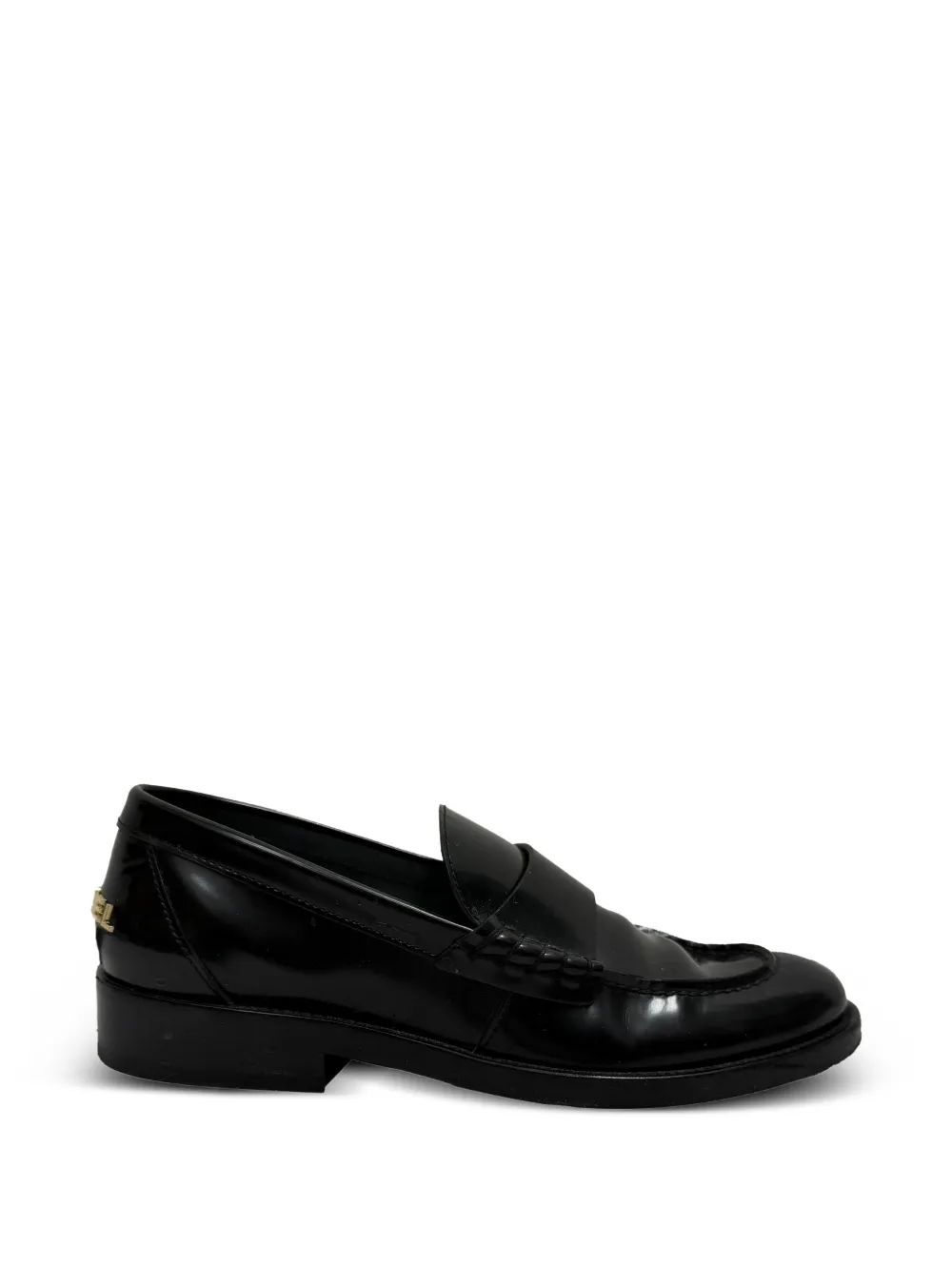 CHANEL Pre-Owned Logo leather loafers - Nero