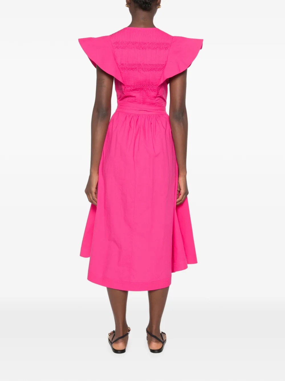 mii Lea midi-jurk met ruches mouwen Roze