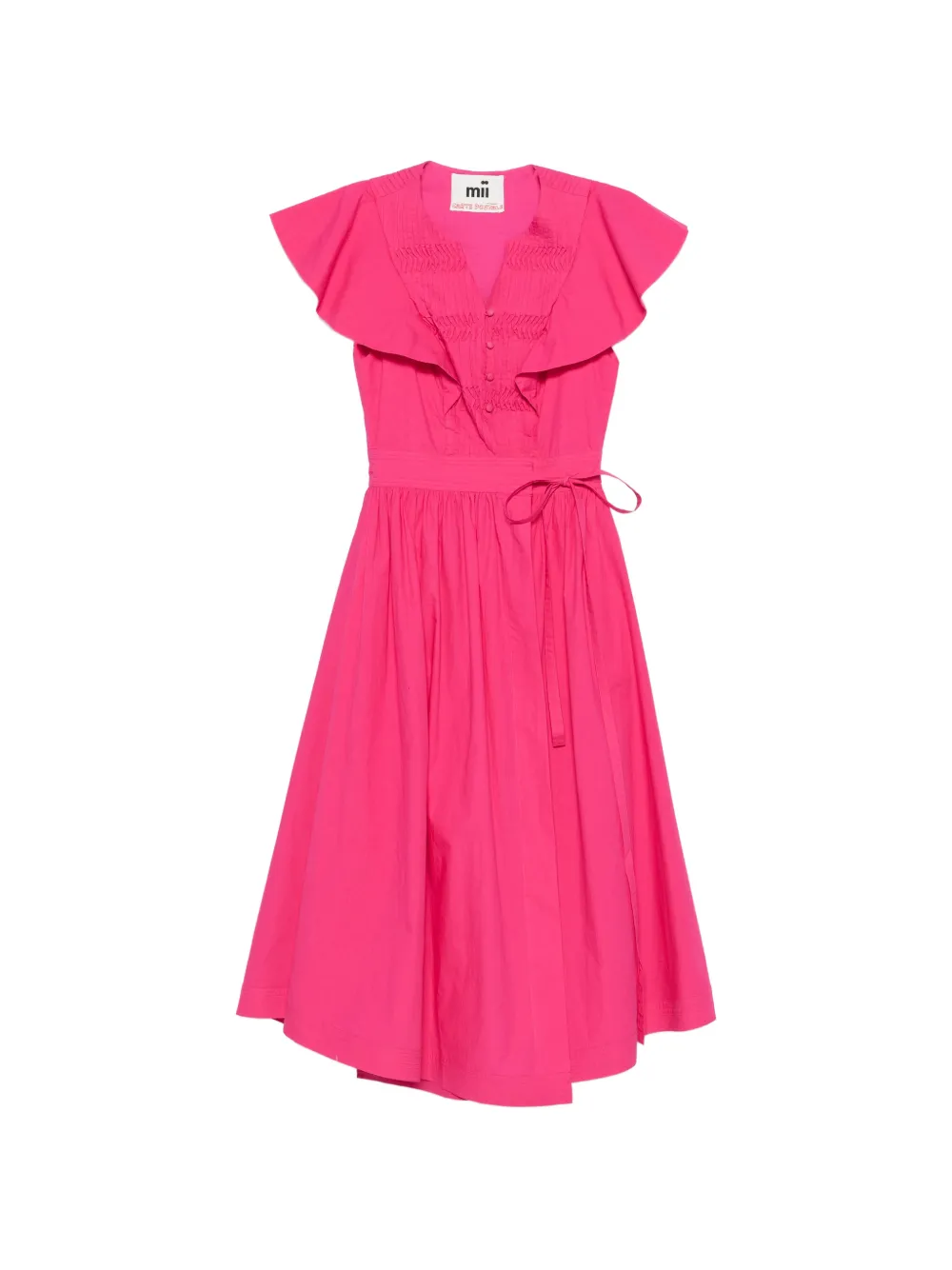 mii Lea ruffled-sleeves midi dress - Rosa