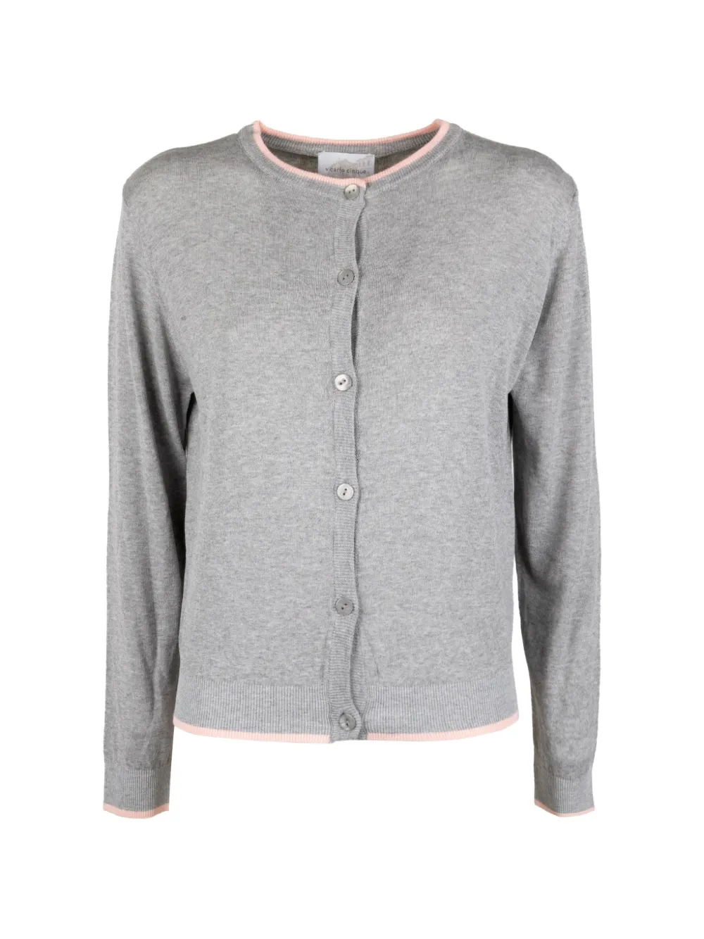 cinque contrast-trim button-up cardigan - Grigio