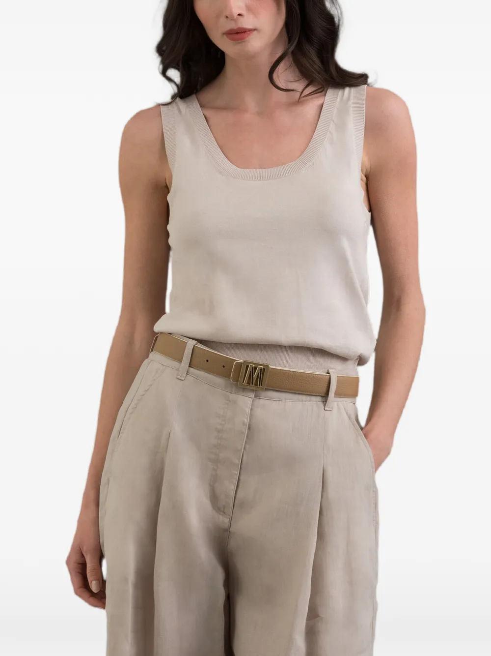 Moorer SABELA-SI5 ribbed-trim tank top - Toni neutri