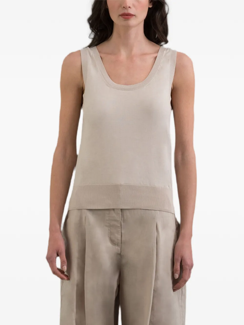 Moorer SABELA-SI5 ribbed-trim tank top - Toni neutri