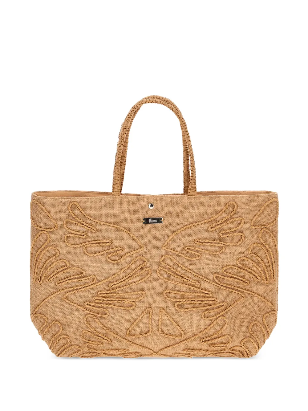 Herno embroidered jute tote bag - Toni neutri