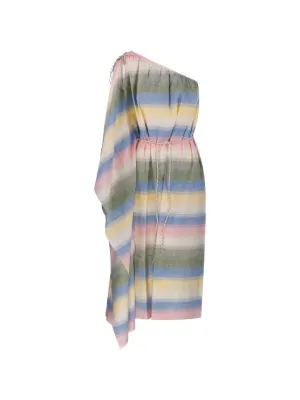 ganni striped halter dress Ganni Striped Halter Neck Recycled Chiffon Midi Dress Multi Size AU 10