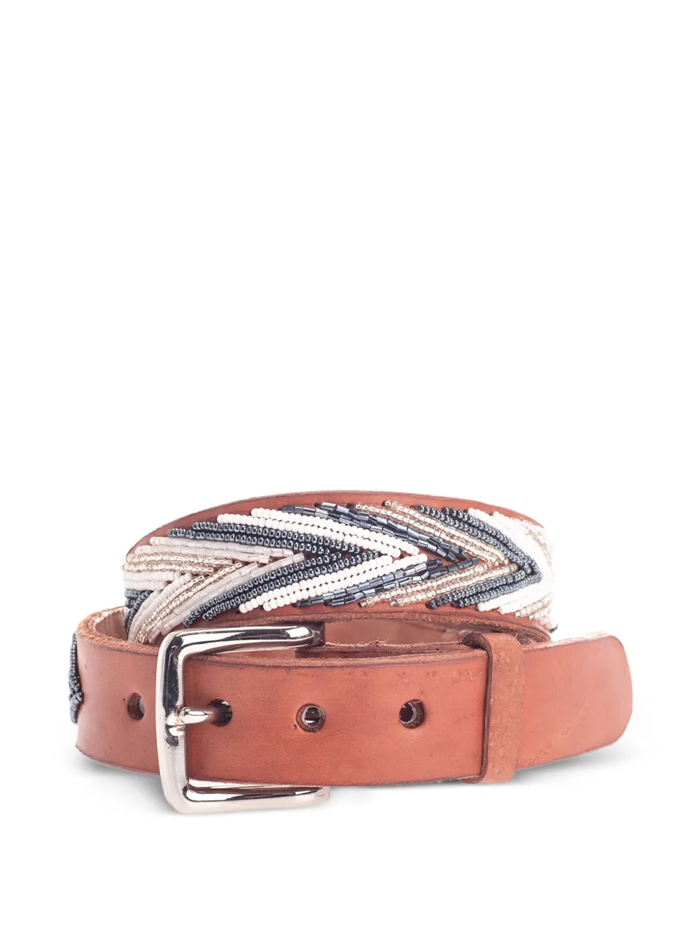 Aspiga bead-embellished leather belt - Toni neutri