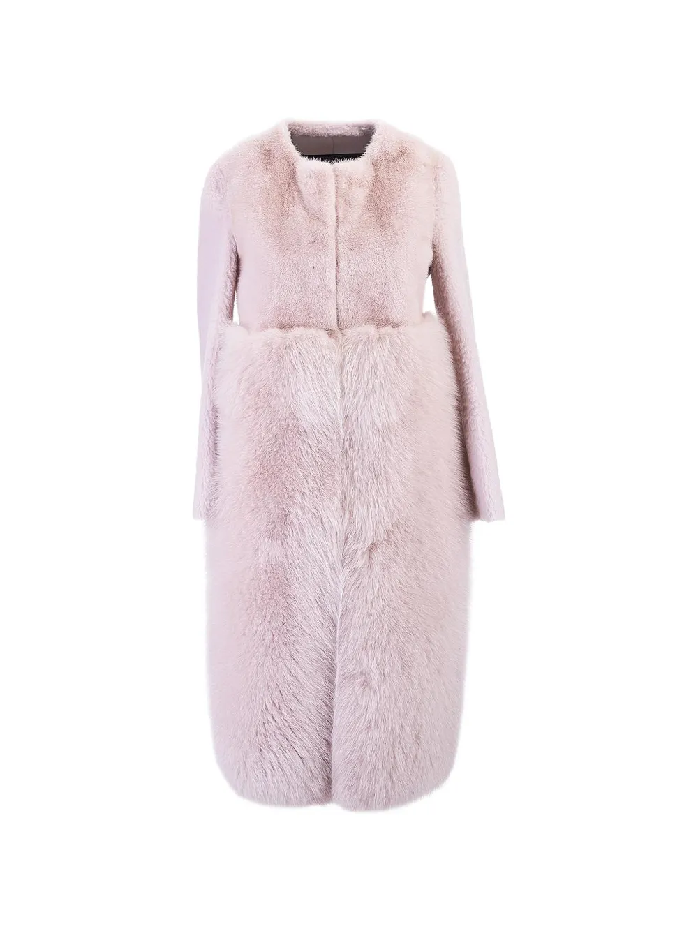 Blancha panelled fur-trim coat - Rosa
