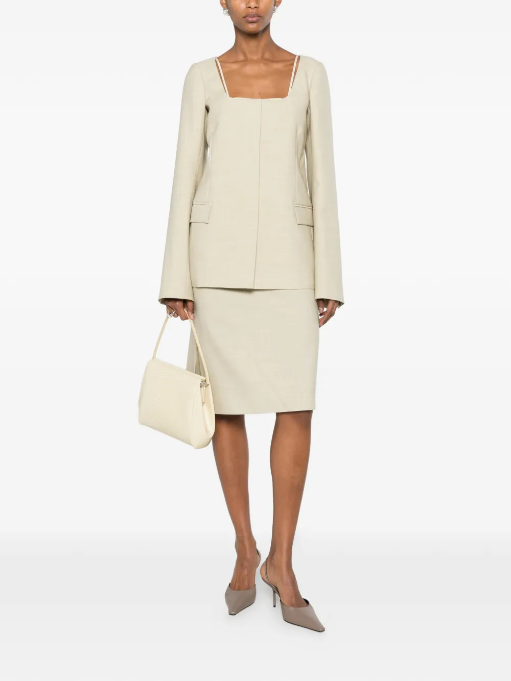 Calvin Klein Collection Side-slit Mini Skirt in Neutrals, view 2