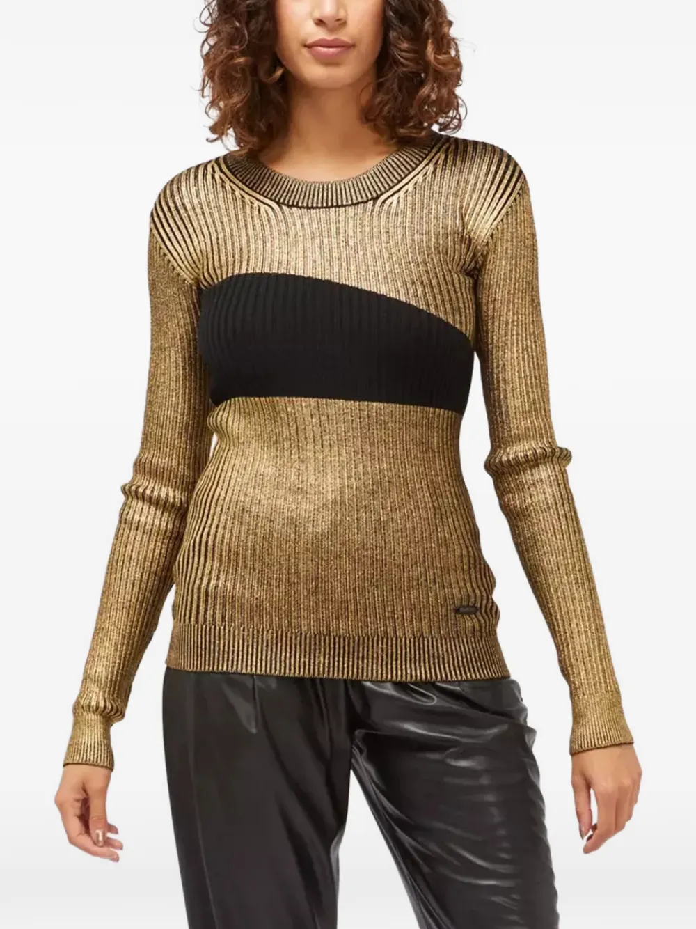 Custo Barcelona metallic ribbed-knit jumper - Oro